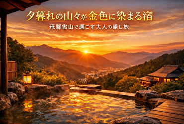 夕暮れの山が金色に染まる宿はここ｜飛騨高山・露天風呂付き温泉宿の選び方