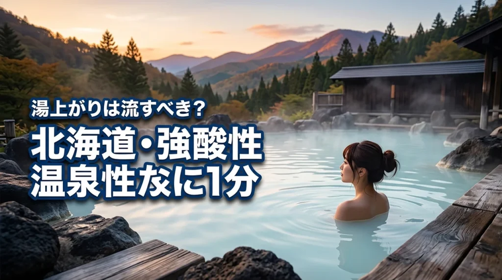 北海道の強酸性温泉に1分浸かる旅館へ行ってみた！湯上がりは洗い流すべき？