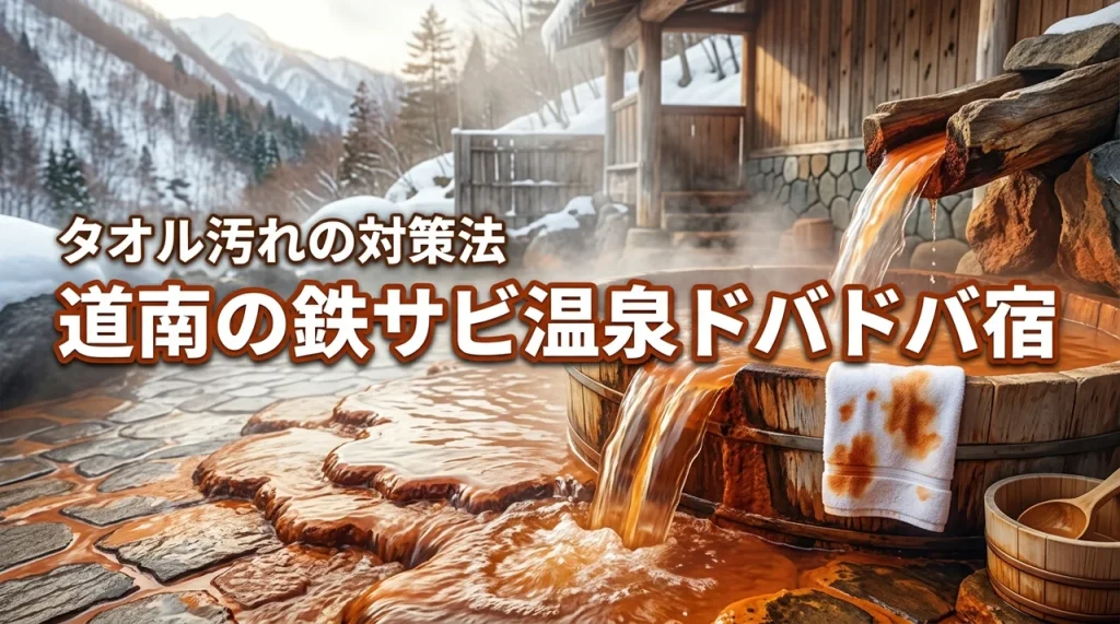 道南の鉄サビ温泉ドバドバの宿へ行ってみた！タオルは茶色に染まる？汚れ対策と選び方