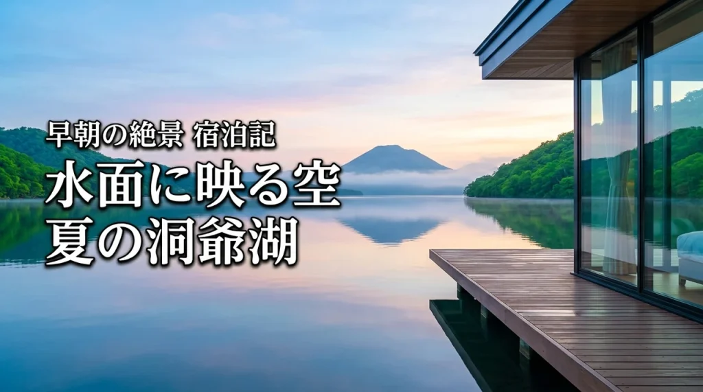 早朝の湖畔で水面に映る空を眺められる宿・夏の洞爺湖に行ってみた体験談