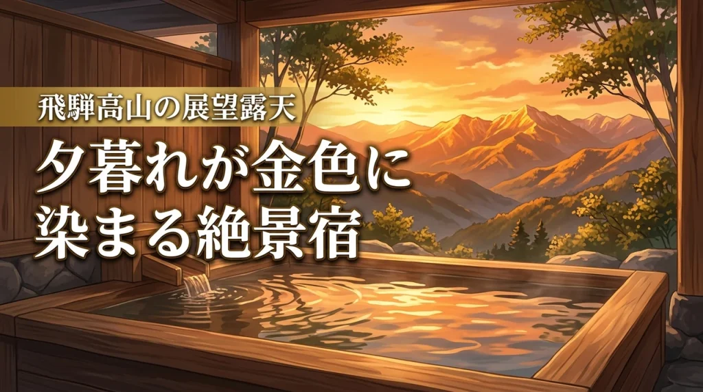 夕暮れの山々が金色に染まる瞬間を見られる宿はここ！展望露天風呂・夏の飛騨高山