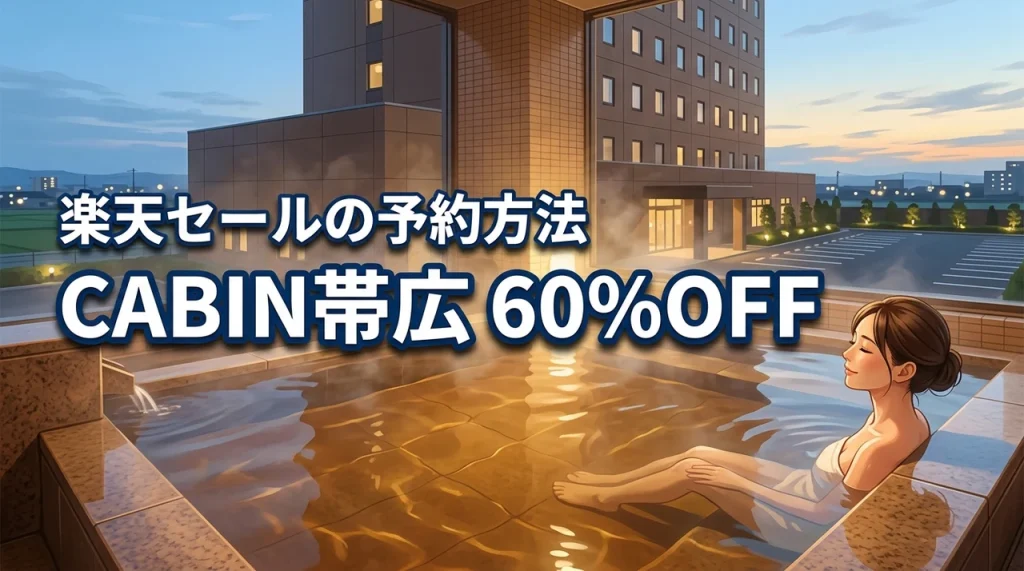 天然温泉プレミアホテルCABIN帯広が60%OFF！楽天SALE素泊まりの予約方法