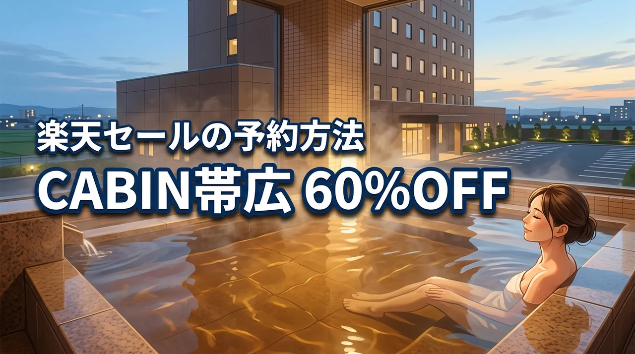 天然温泉プレミアホテルCABIN帯広が60%OFF！楽天SALE素泊まりの予約方法